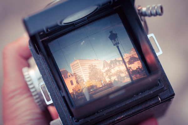 camera with a picture of Leeds UK in the viewfinder